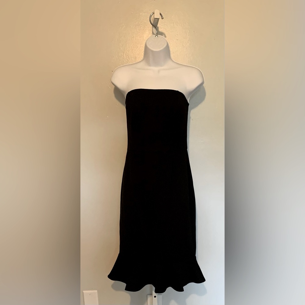 Sugar + Lips Black Strapless Ruffle Dress